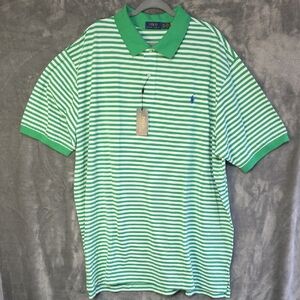 Ralph Lauren Green and White Striped Polo Shirt